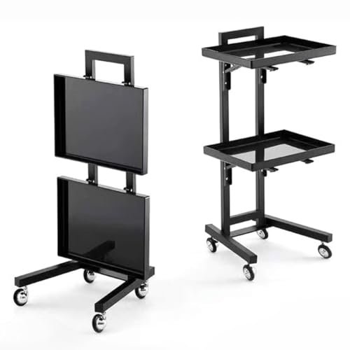 3-Tier Stainless Steel Rolling Cart with Wheels for Salon and Kitchen, Black