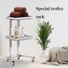 3-Tier Stainless Steel Rolling Cart with Wheels for Salon and Kitchen, Black view 2