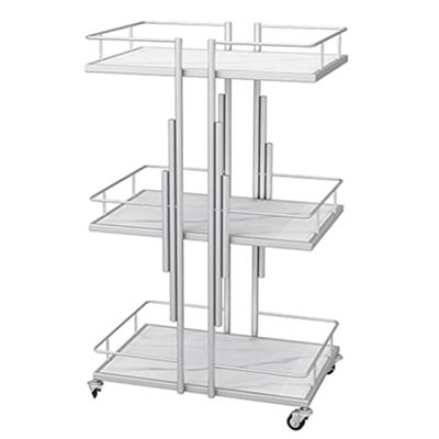 Generic 3-Tier Rolling Metal Salon Storage Cart with Locking Wheels, Black