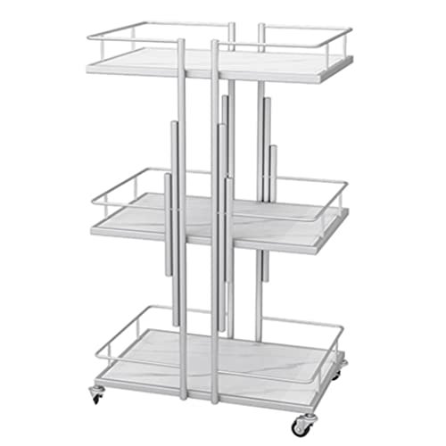 Generic 3-Tier Rolling Metal Salon Storage Cart with Locking Wheels, Black