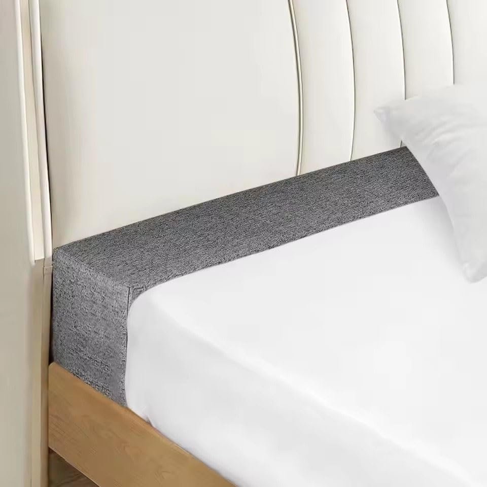 Bed Gap Filler 5x10x120, Mattress Extender with Cover, Bedside Gap Filler for 180x200, 200x200, and 160x200 cm Mattresses, Mattress Connector and Headboard Gap Filler, Gray, 130x10x10 cm