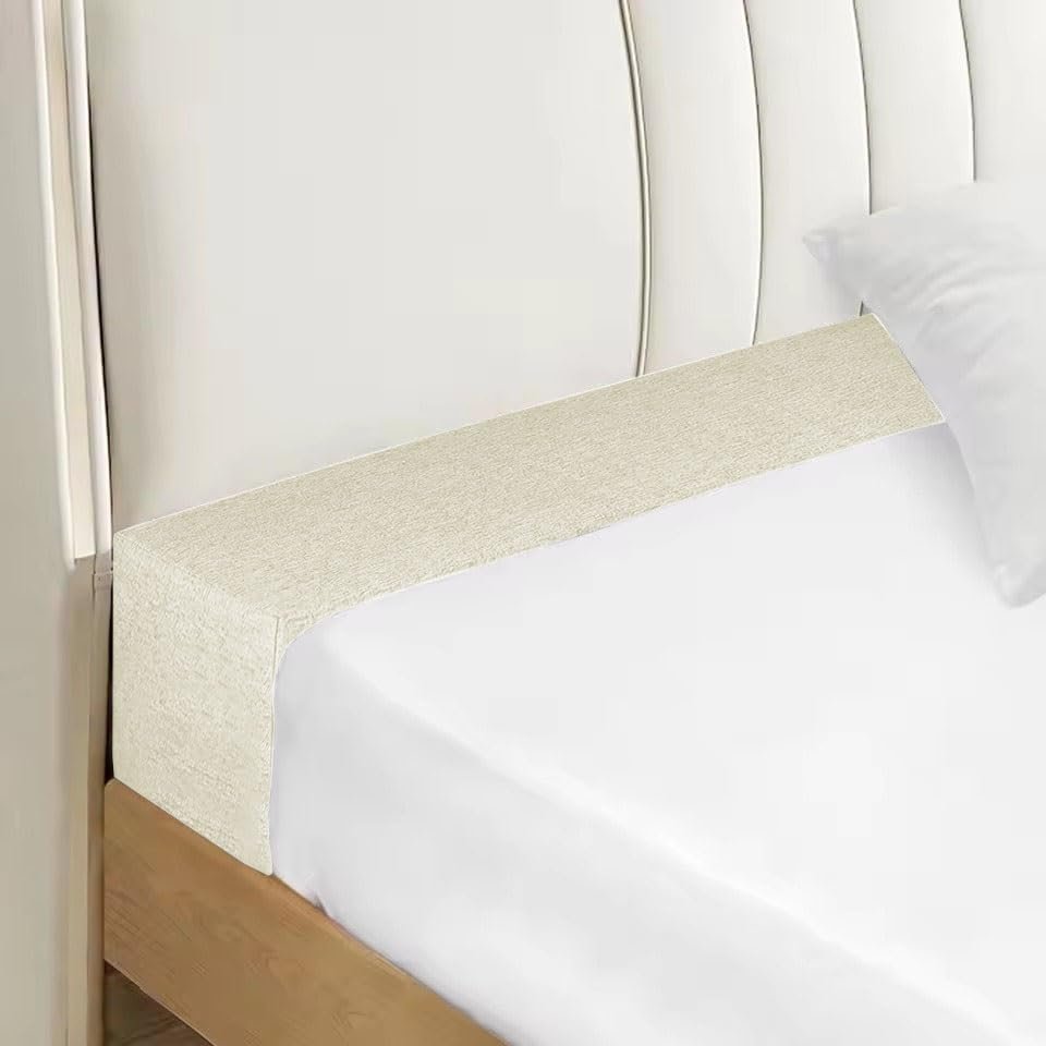 Bed Gap Filler 140 x 20 x 20 cm, Mattress Extender with Cover, Beige