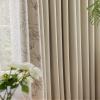 Tolldek Beige Chenille Curtains, 2-Piece Set, Patchwork, Opaque, 137 W x 214 H cm view 4