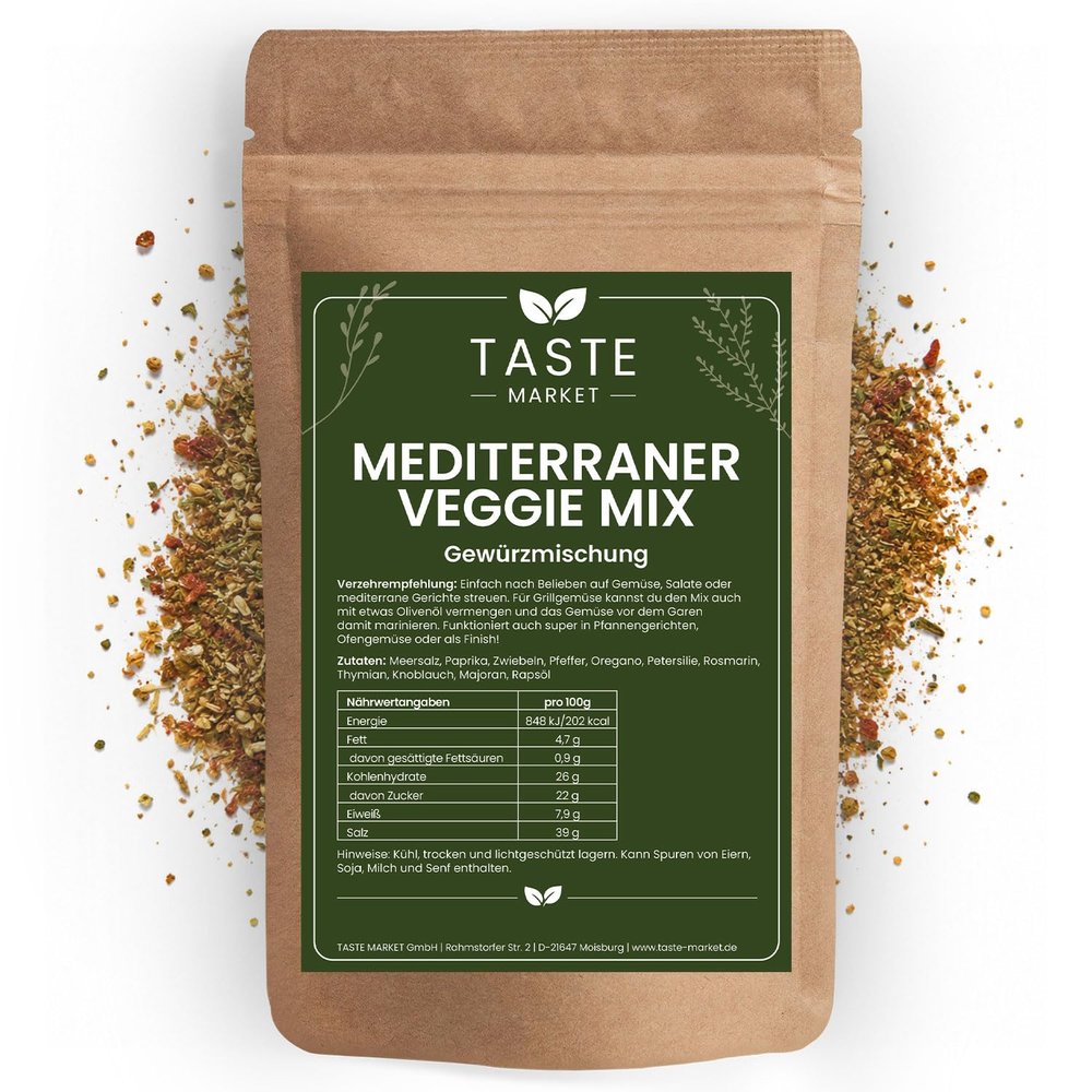 Mediterranean Veggie Mix 100 g Seasoned Salt with Sea Salt, Herbs & Paprika – Perfect for Mediterranean Vegetables, Salads & Grilled Dishes