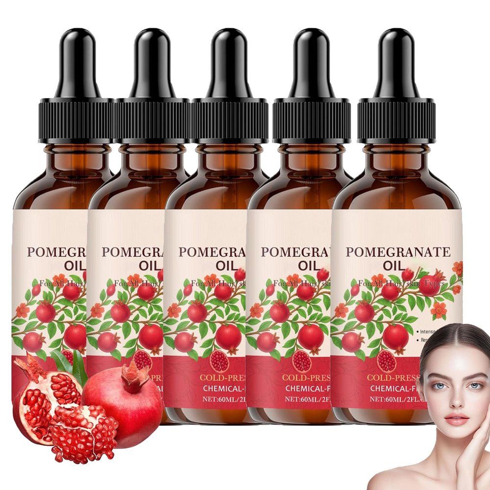 Pomegranate Seed Oil, Natural Cold-Pressed Oil for Skin and Hair, 5-Pack