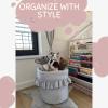 Gray Nursery Toy Basket with Cute Animal Motif – Sturdy & Spacious view 3