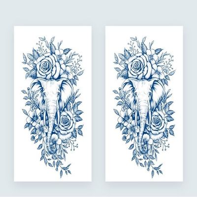 2 Sheets of Temporary Elephant Tattoos