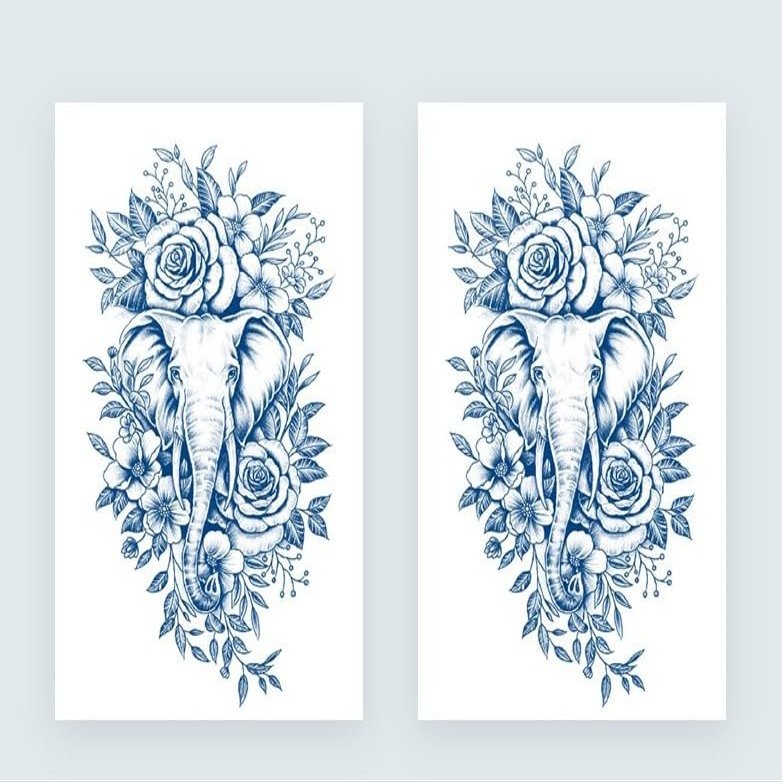 2 Sheets of Temporary Elephant Tattoos