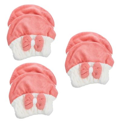 VALICLUD 3 Sets of Hair Turbans for Fast Drying, Absorbent Microfiber Towels for Wet Hair, White and Pink, 2 Pieces × 3