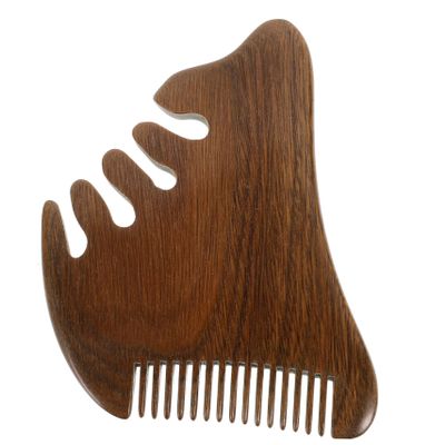 Wooden Comb, 1 pc, Brown, with Wide Teeth for Hair Styling