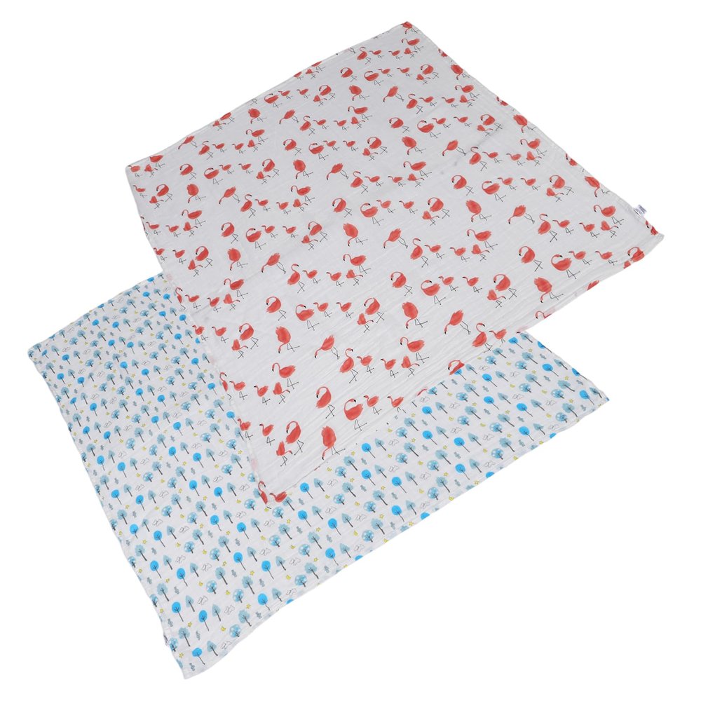 Sosoport 2-Piece Cotton Muslin Swaddle Blankets for Newborns, Double-Layer and Breathable