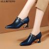 Classic Blue Leather High Heels for Club, Party, Wedding, and Women (Blue, 6) view 3