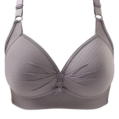 YIzdegg Black Women's Sexy Lace Back Button-Design Padded Bra Bustier with Adjustable Shoulder Straps, Plus Size (Gray, 48)