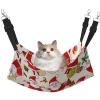 InOmak Christmas Santa Velvet Cat Hammock, Double-Sided Hanging Bed for Small Pets, L view 1