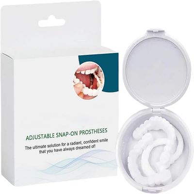 Ayyecoeeye Adjustable-Buckle Whitening Artificial Teeth Denture, Silicone Reline Denture Set, for Men and Women (1 Set)