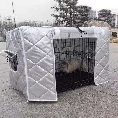 Insulated Windproof Dog Crate Cover for Outdoor Use, Fits 95 x 65 x 85 cm Crates