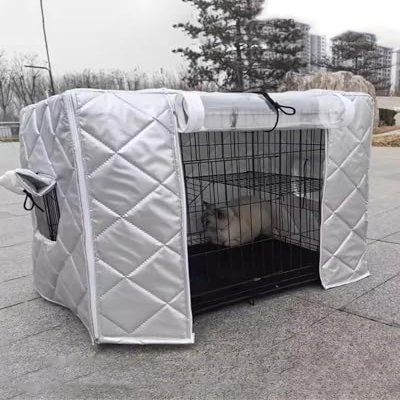 Insulated Windproof Dog Crate Cover for Outdoor Use, Fits 95 x 65 x 85 cm Crates