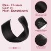 SOBEAUTY Clip-In Human Hair Extensions, 100% Remy Hair, Invisible, #1B, 40 cm view 2