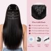 SOBEAUTY Clip-In Human Hair Extensions, 100% Remy Hair, Invisible, #1B, 40 cm view 3