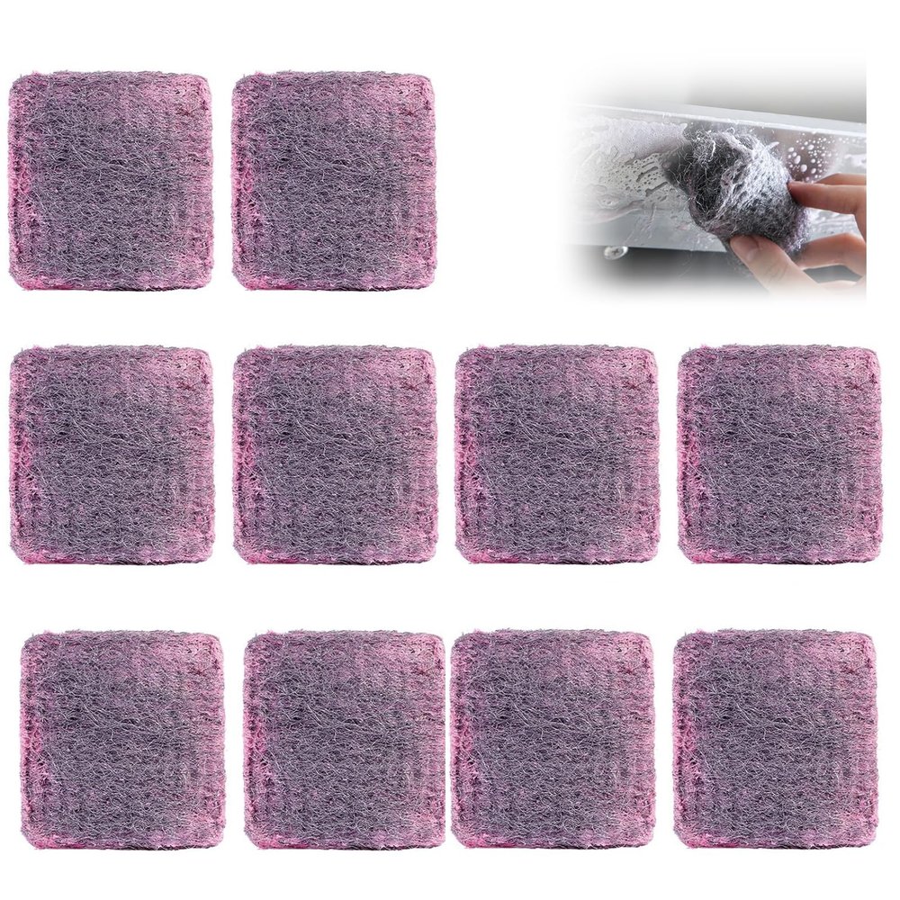 Biglumin 10-Piece Steel Wool Soap Pads with Pot Brush
