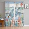 Sheer Sea Turtle Chiffon Curtains, 84 in L, 2 Panels view 1
