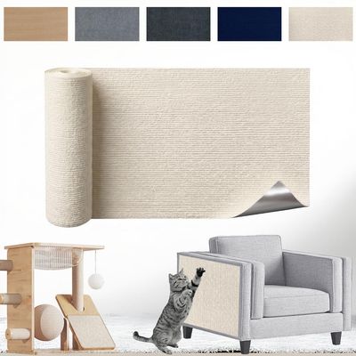 Self-Adhesive Cat Scratching Mat – Sofa Scratch Protector, DIY Cuttable, 60 × 30 cm, Off-White