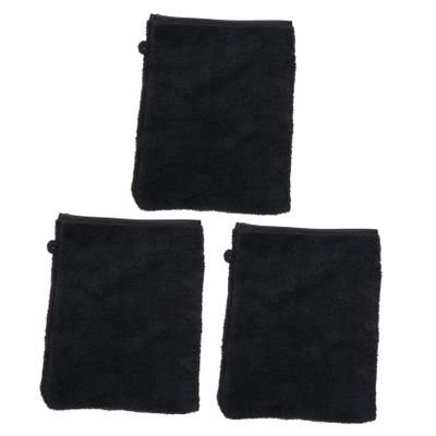 VALICLUD 3-Pack Microfiber Facial Cleansing Gloves, Black