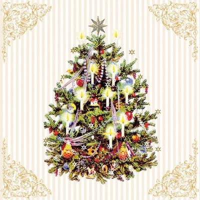 3-Ply Paper Napkins, 25 x 25 cm, 20 Count – Vintage Christmas Tree