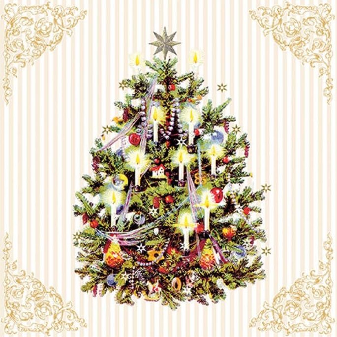 3-Ply Paper Napkins, 25 x 25 cm, 20 Count – Vintage Christmas Tree