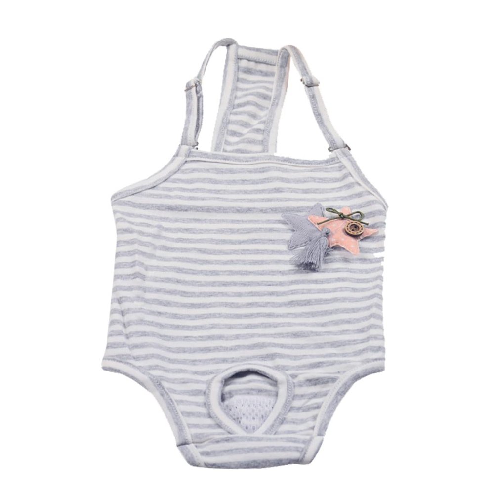 Puppy Diaper Pants with Suspenders, Absorbent and Breathable, Striped