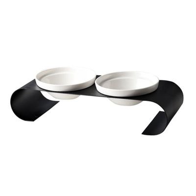 Toyvian Ceramic Pet Bowl with Iron Stand, Elevated Cat Bowl for Dry Snacks, Food and Water