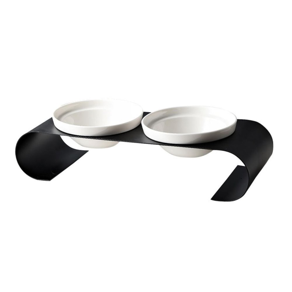 Toyvian Ceramic Pet Bowl with Iron Stand, Elevated Cat Bowl for Dry Snacks, Food and Water