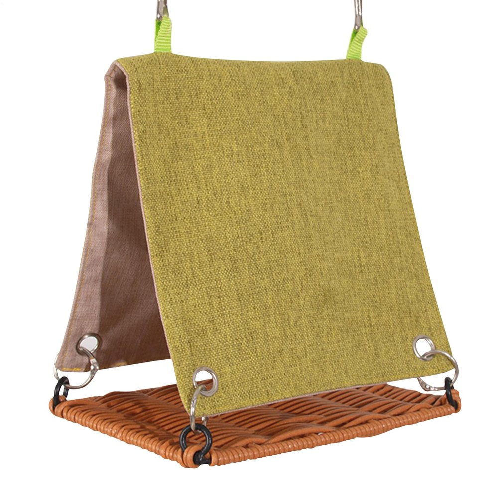 Bird Hut Cage Hammock, Scratch-Resistant Rattan-Style Swing