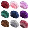 LSNNMU Satin Hair Bonnet for Women, Wide-Brim Sleep Cap with Soft Elastic Band, White view 2