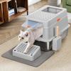 BAKAJI XXL Cat Litter Box with Steel Base, Lockable Door, Scoop, Mat, 35 L, 60 x 40 x 38.5 cm view 1