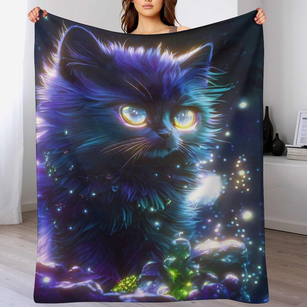 LLXXHH Flannel Cat Throw Blanket, Extra-Soft All-Season Couch Blanket