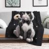 LLXXHH Cute Cat Flannel Throw Blanket, Soft Rug for Bedroom, Sofa, Outdoor Use, All Seasons, 100 x 130 cm view 2
