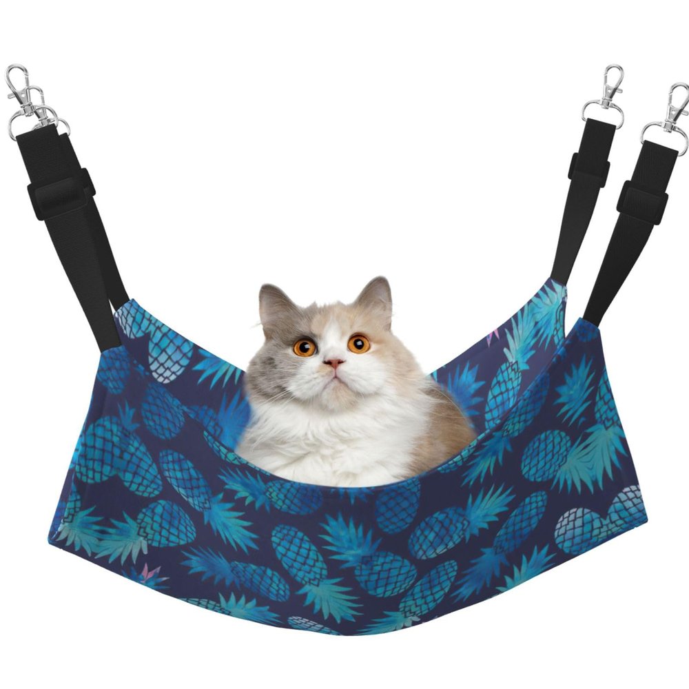 EdWal Soft Cat Hammock with Blue Pineapple Print