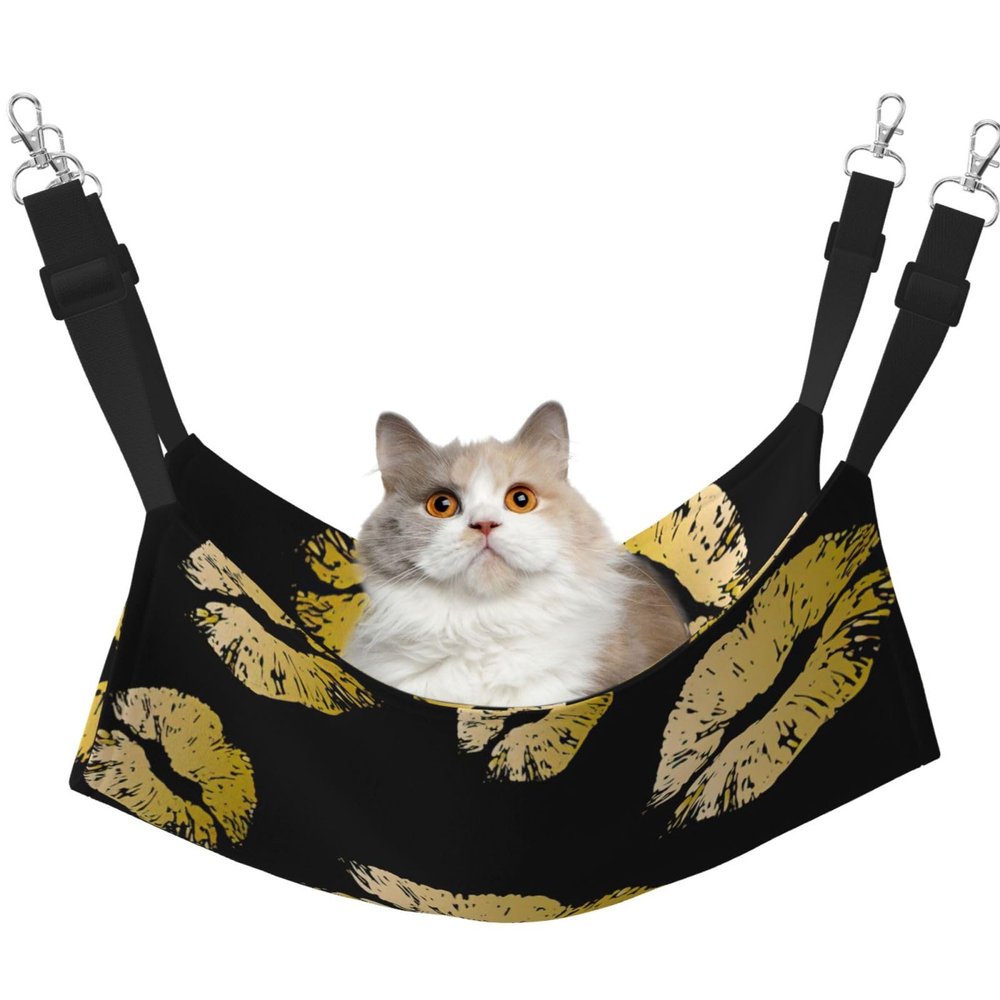 EdWal Soft Cat Hammock with Gold Lip Print
