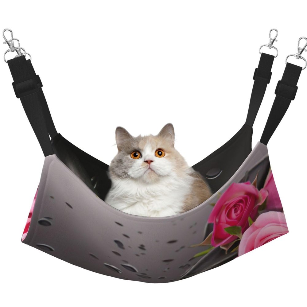 EdWal Spa Stone and Rose Flower Print Hammock for Cats and Small Pets