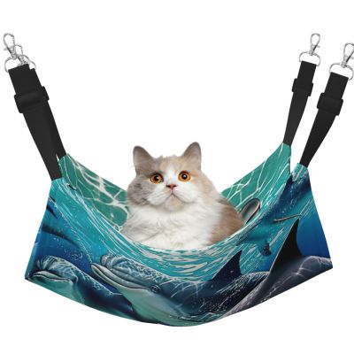 EdWal Soft Dolphin-Print Hammock for Cats and Small Animals