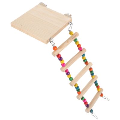 ifundom Wooden Parrot Ladder with Platform for Budgies and Cockatiels
