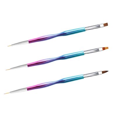 OATIPHO 3-Piece Double-Sided Nail Art Pens with Nylon Brushes for Precise Manicure Design and DIY Nail Painting