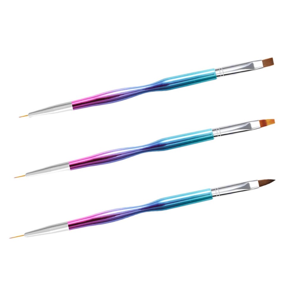 OATIPHO 3-Piece Double-Sided Nail Art Pens with Nylon Brushes for Precise Manicure Design and DIY Nail Painting