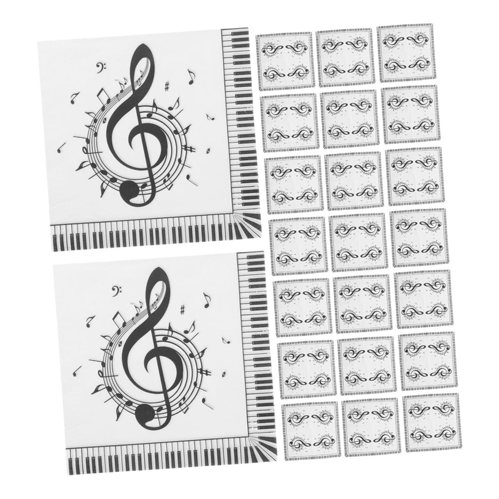 Birthday Paper Napkins with Musical Note Design, 40-Count