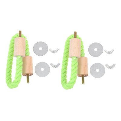 Parrot Perch Standing Toy, 2-Pack, Green Cotton Rope