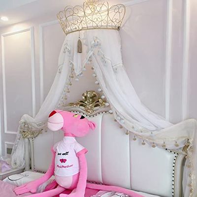 Princess Bed Canopy, Hanging Net Dome with Star Light