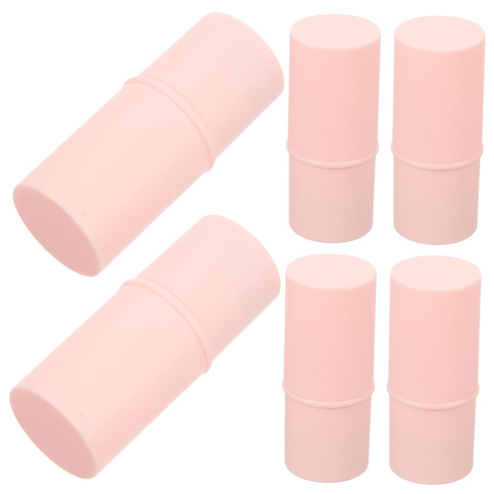 SOIMISS 6-Piece Small Refillable Lipstick Tubes, Matte Pink Plastic, Leak-Resistant, with Caps