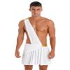 Moggemol Men’s Greek Toga Gladiator Skirt Costume, White, S–3XL view 1
