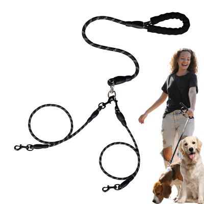 Tangle-Free Double Dog Leash with Reflective Climbing Rope